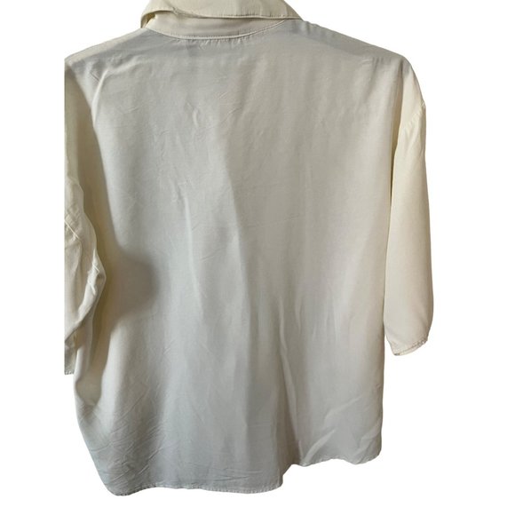 Vintage Studio IV Womens Top Medium Ivory Short Sleeve Embroidered Front - Picture 2 of 8